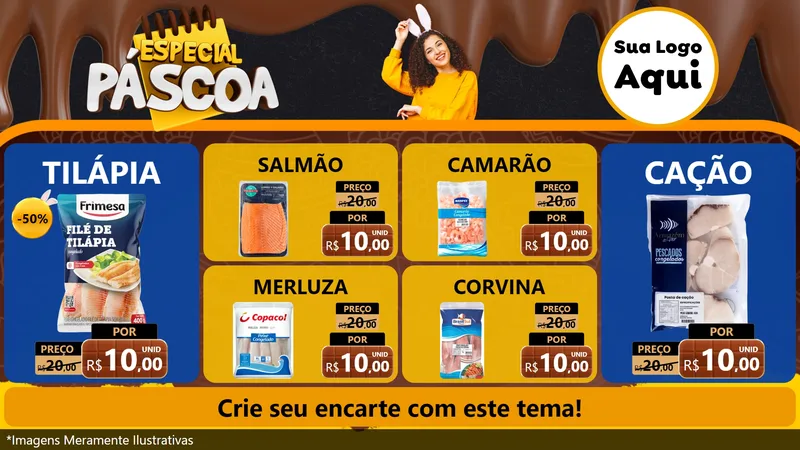 Modelo de TV para TV Horizontal com o tema Especial Páscoa para Peixaria