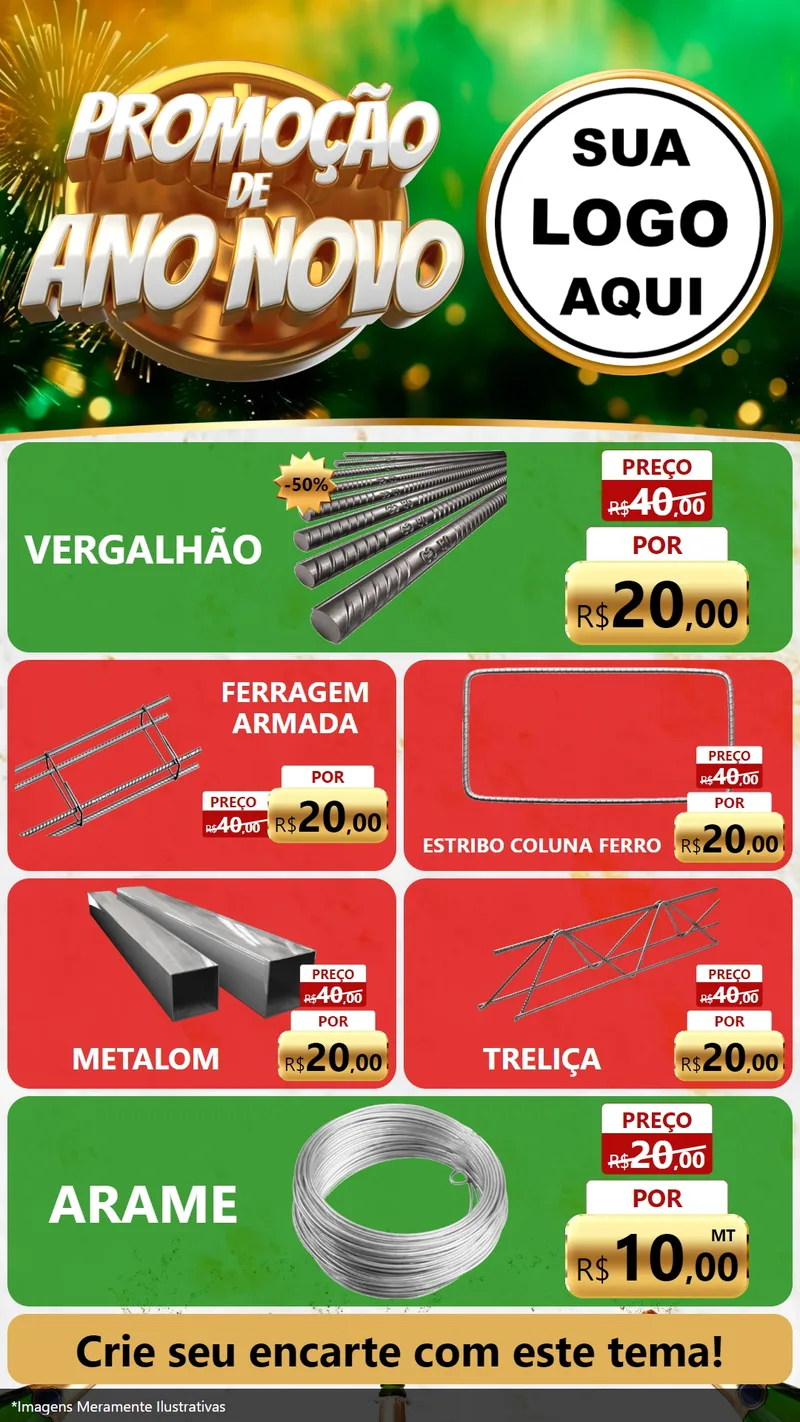 Modelo de TV para TV Vertical com o tema Promoção de Ano Novo para Ferragens