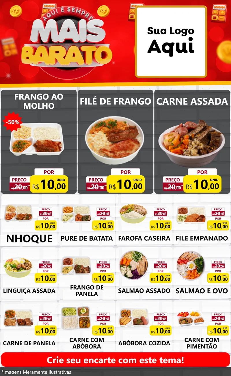 Modelo de Encarte para Encarte Grande com o tema Mais Barato para Restaurante
