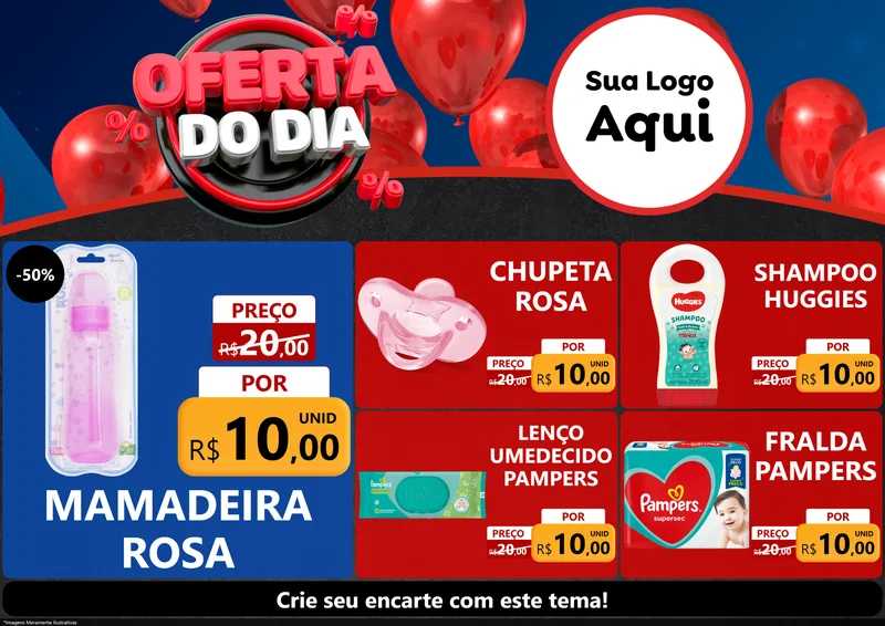 Modelo de Encarte para Encarte A4 Horizontal com o tema Oferta do Dia para Bebês