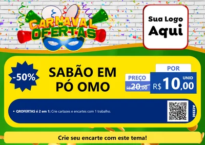 Modelo de Cartaz para Cartaz A4 Horizontal com o tema Carnaval de Ofertas para Produtos de Limpeza
