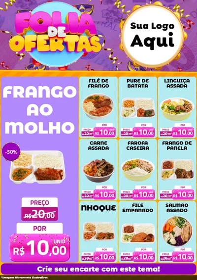 Modelo de Encarte para Encarte A4 Vertical com o tema Folia de Ofertas para Restaurante