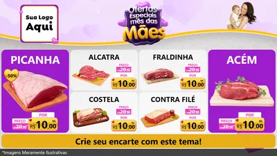Modelo de TV para TV Horizontal com o tema Ofertas Especiais - Mês das Mães para Açougue