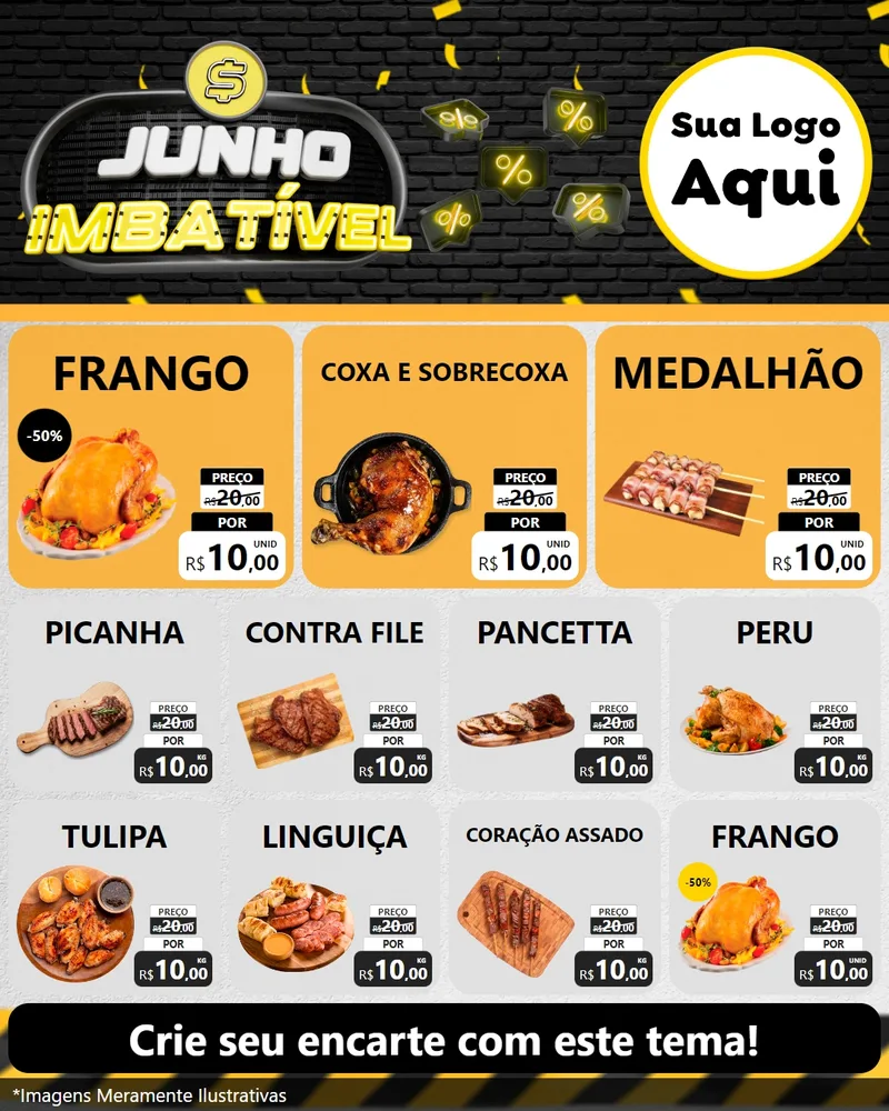 Modelo de Rede Social para Feed Instagram com o tema Junho Imbatível para Assados