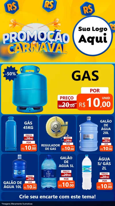 Modelo de Rede Social para Stories com o tema Promoção de Carnaval para Água e gás