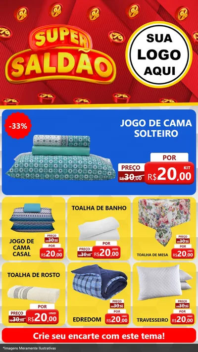 Modelo de Rede Social para Stories com o tema Super Saldão para Cama, Mesa e Banho