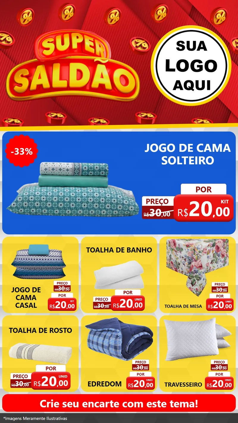 Modelo de Rede Social para Stories com o tema Super Saldão para Cama, Mesa e Banho