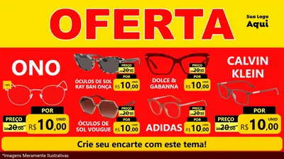 Modelo de TV para TV Horizontal com o tema OFERTA - Vermelho Cartaz para Óticas