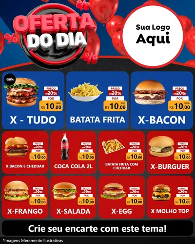 Modelo de Rede Social para Feed Instagram com o tema Oferta do Dia para Hamburgueria