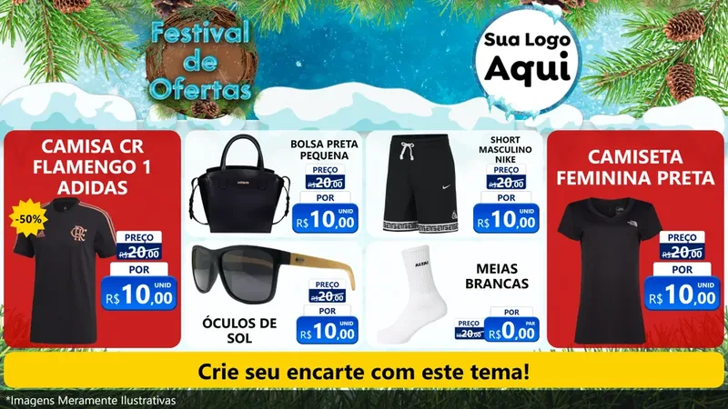Modelo de TV para TV Horizontal com o tema Festival de Ofertas - Inverno para Roupas e acessórios