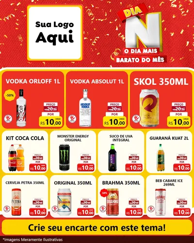Modelo de Rede Social para Feed Instagram com o tema Dia N o Dia Mais Barato do Mês para Distribuidora de bebidas