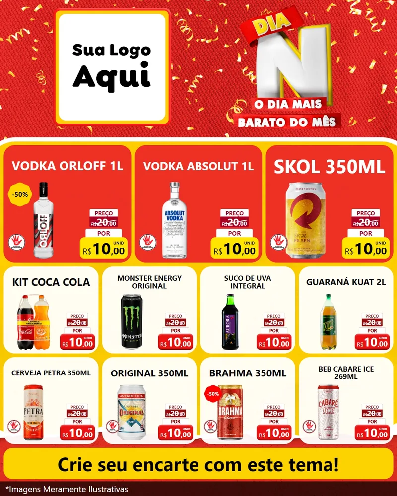 Modelo de Rede Social para Feed Instagram com o tema Dia N o Dia Mais Barato do Mês para Distribuidora de bebidas