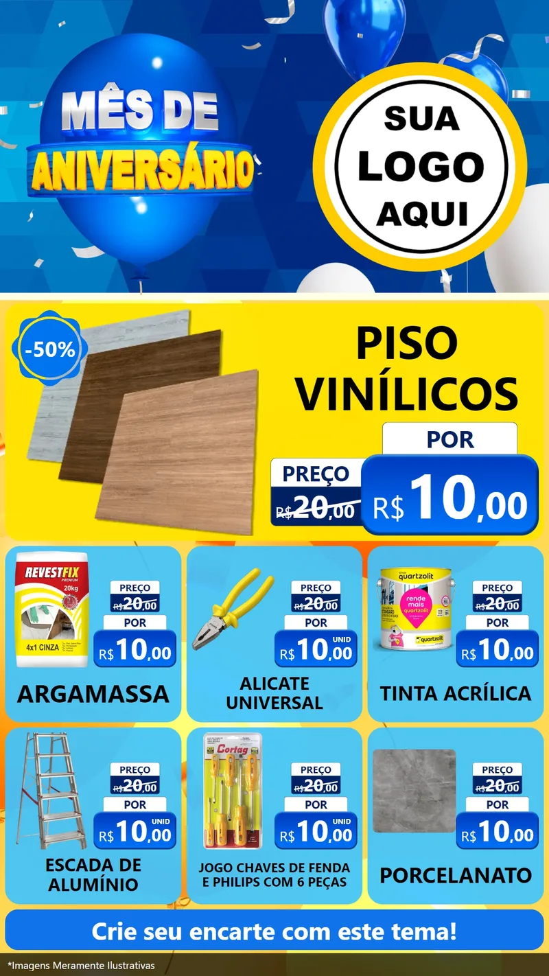 Modelo de Rede Social para Stories com o tema Mês de Aniversário para Material para Construção