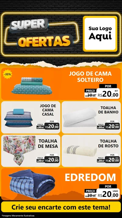 Modelo de TV para TV Vertical com o tema Super Ofertas para Cama, Mesa e Banho