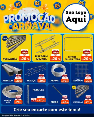 Modelo de Rede Social para Feed Instagram com o tema Promoção de Carnaval para Ferragens