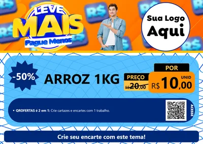 Modelo de Cartaz para Cartaz A4 Horizontal com o tema Leve Mais, Pague Menos para Supermercado