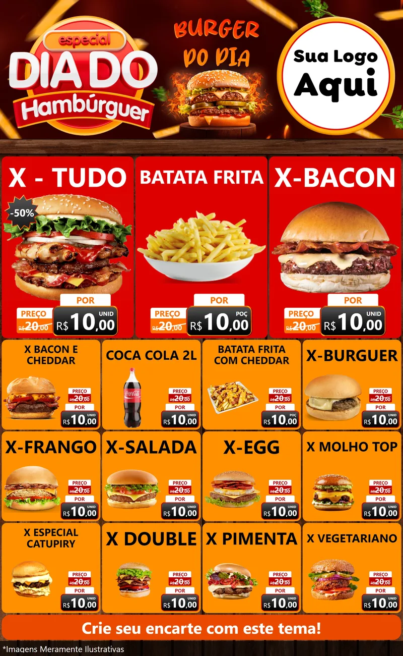 Modelo de Encarte para Encarte Grande com o tema Especial Dia do Hambúrguer para Hamburgueria