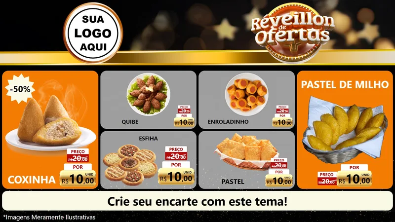 Modelo de TV para TV Horizontal com o tema Réveillon de Ofertas para Salgadaria