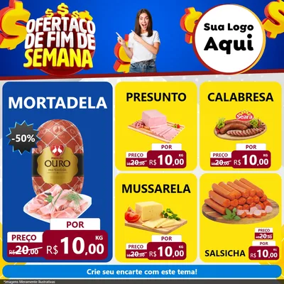 Modelo de Rede Social para Feed Facebook com o tema Ofertaço de Fim de Semana para Frios e Laticínios