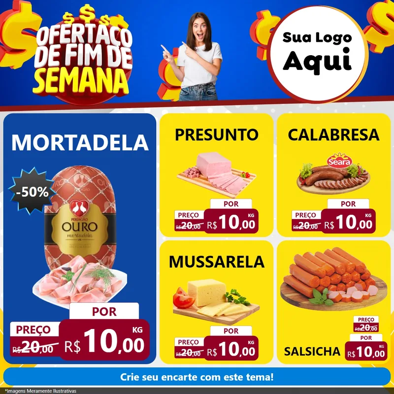 Modelo de Rede Social para Feed Facebook com o tema Ofertaço de Fim de Semana para Frios e Laticínios