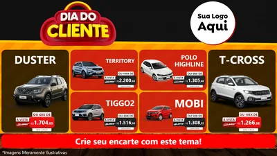 Modelo de TV para TV Horizontal com o tema Dia do Cliente para Concessionaria de Carros
