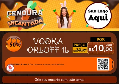 Modelo de Cartaz para Cartaz A4 Horizontal com o tema Cenoura Encantada - Páscoa para Distribuidora de bebidas