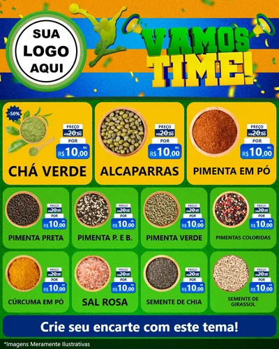 Modelo de Rede Social para Feed Instagram com o tema Vamos Time! para Produtos Naturais