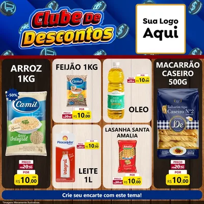 Modelo de Rede Social para Feed Facebook com o tema Clube de Descontos para Supermercado
