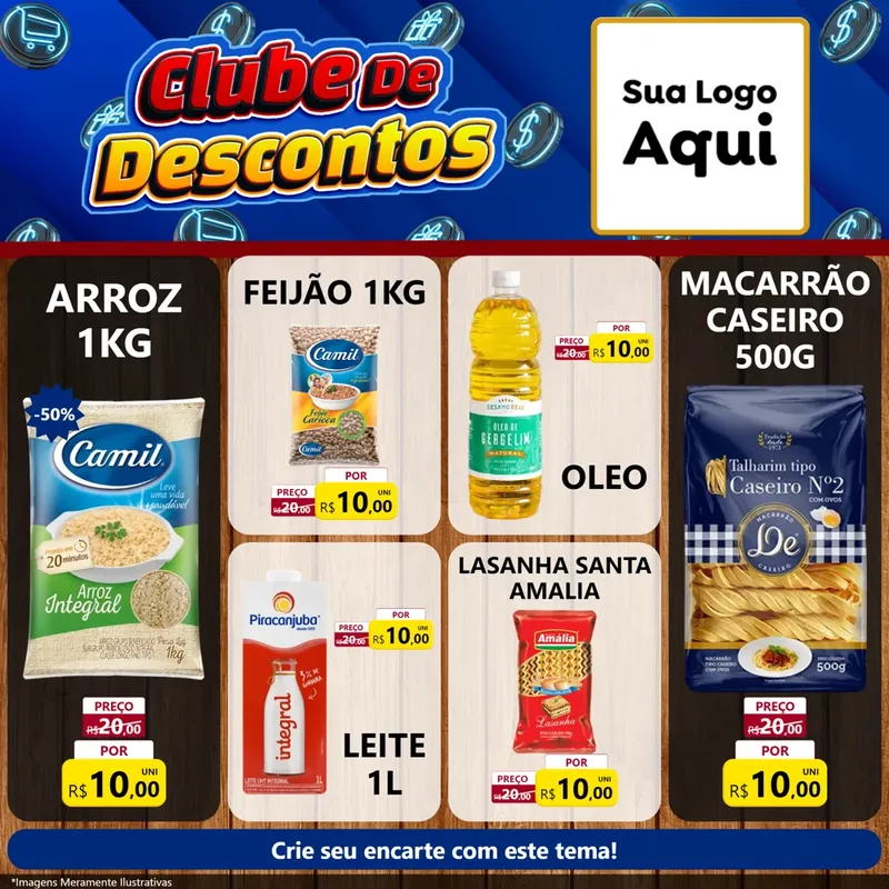 Modelo de Rede Social para Feed Facebook com o tema Clube de Descontos para Supermercado