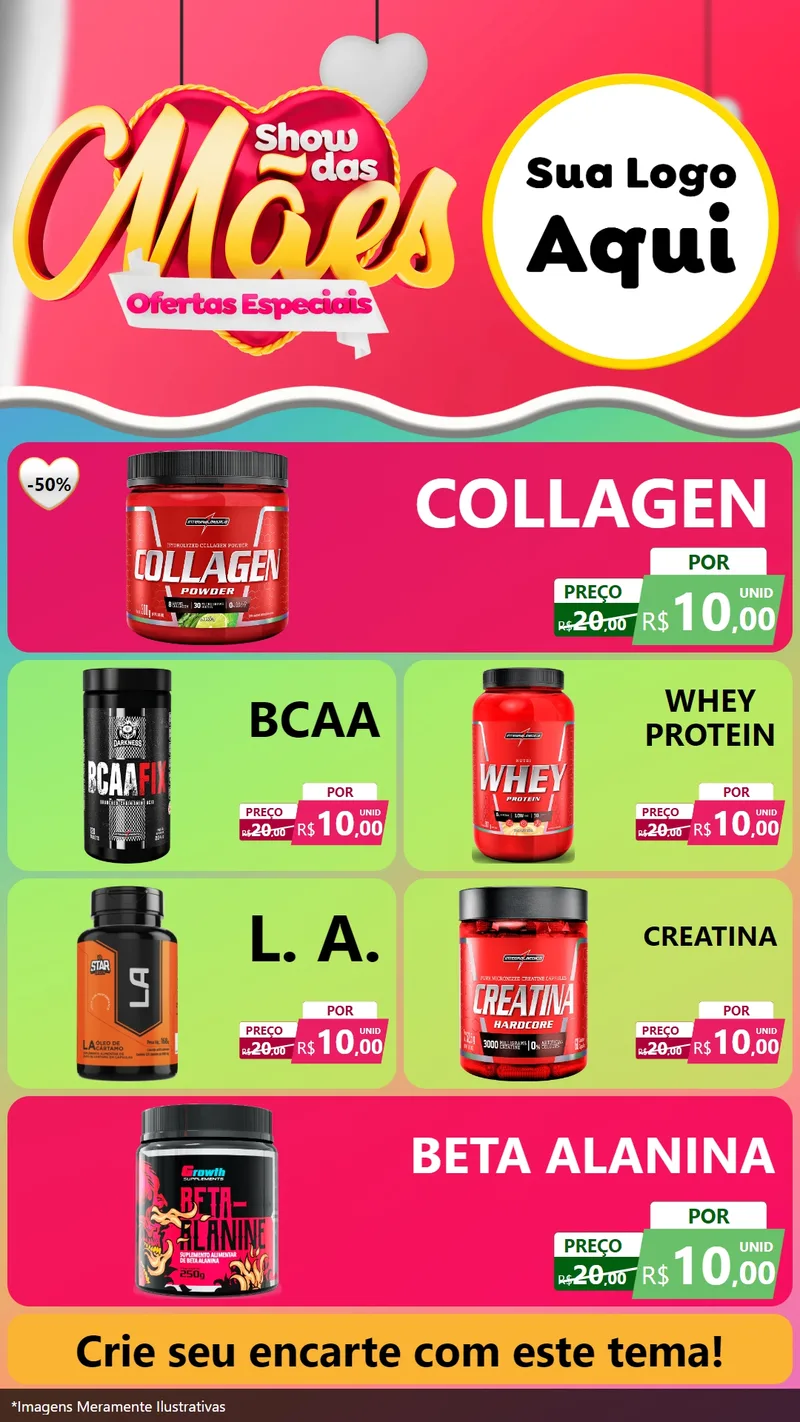 Modelo de TV para TV Vertical com o tema Show das Mães - Ofertas Especiais para Suplementos alimentares