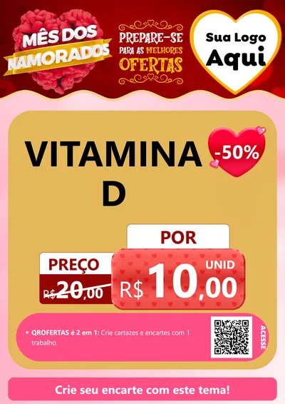 Modelo de Cartaz para Cartaz A4 Vertical com o tema Mês dos Namorados para Farmácia
