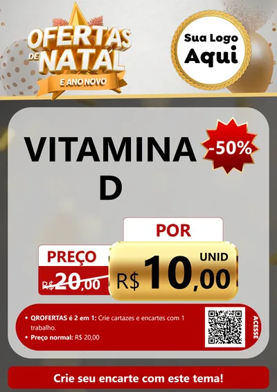 Modelo de Cartaz para Cartaz A4 Vertical com o tema Ofertas De Natal E Ano Novo para Farmácia