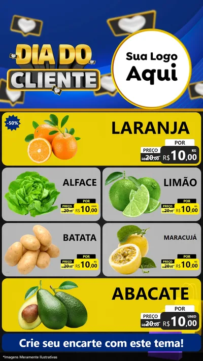 Modelo de TV para TV Vertical com o tema Dia Do Cliente para Hortifrúti