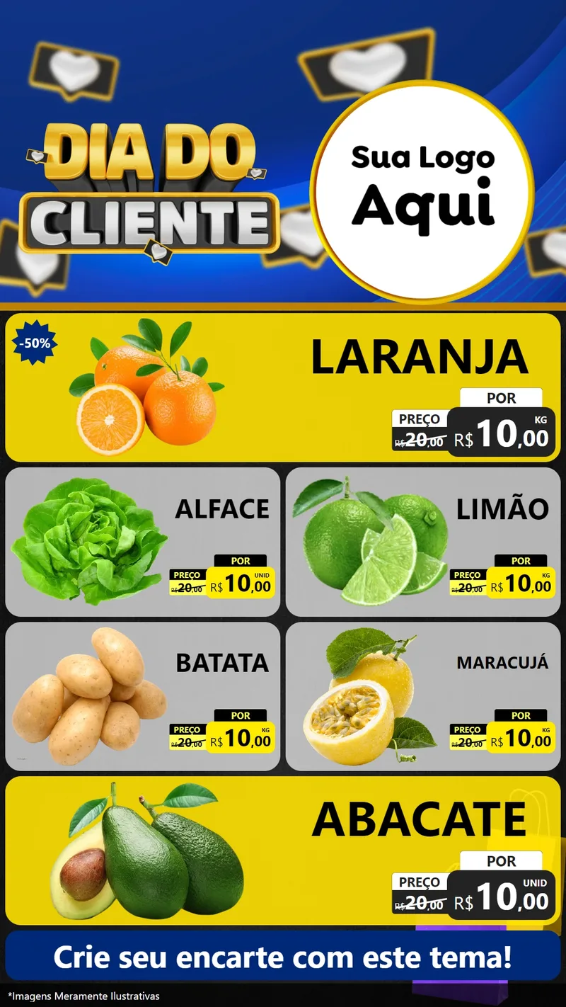 Modelo de TV para TV Vertical com o tema Dia Do Cliente para Hortifrúti