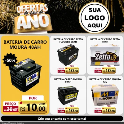 Modelo de Rede Social para Feed Facebook com o tema Ofertas de Fim de Ano para Baterias Elétricas