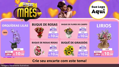 Modelo de TV para TV Horizontal com o tema Dia das Mães para Floricultura e jardim