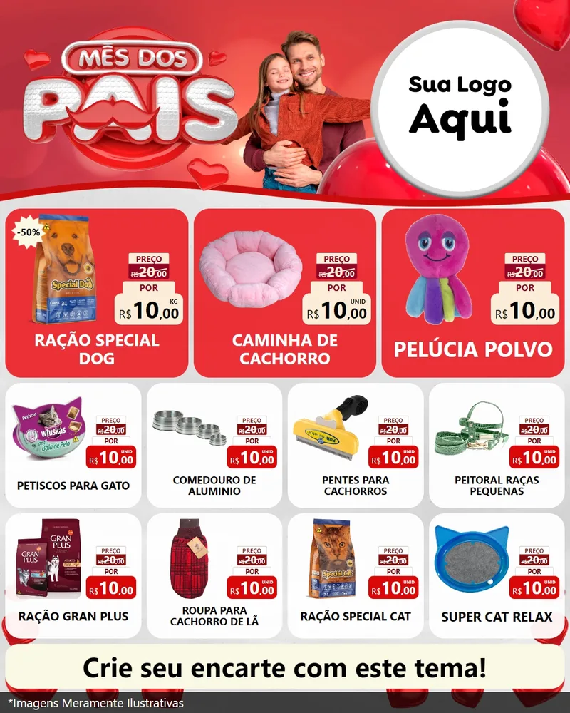 Modelo de Rede Social para Feed Instagram com o tema Mês dos Pais para Pet Shop