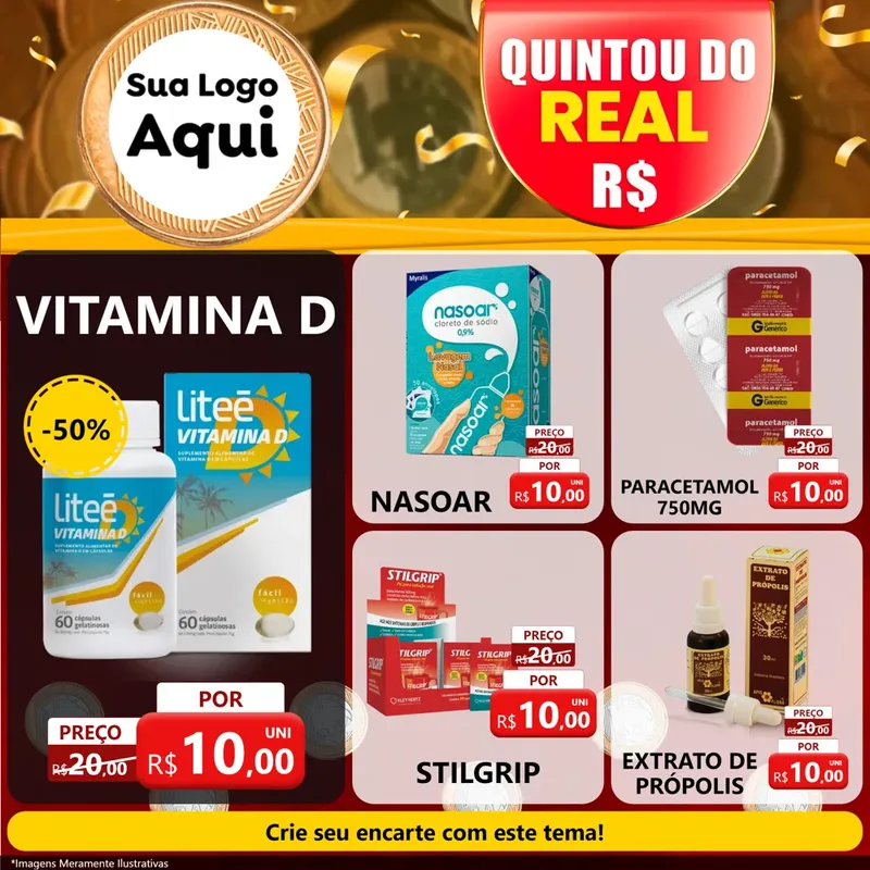 Modelo de Rede Social para Feed Facebook com o tema Quintou do Real para Farmácia