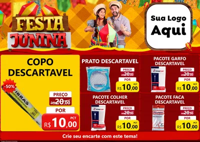 Modelo de Encarte para Encarte A4 Horizontal com o tema Festa Junina para Embalagens