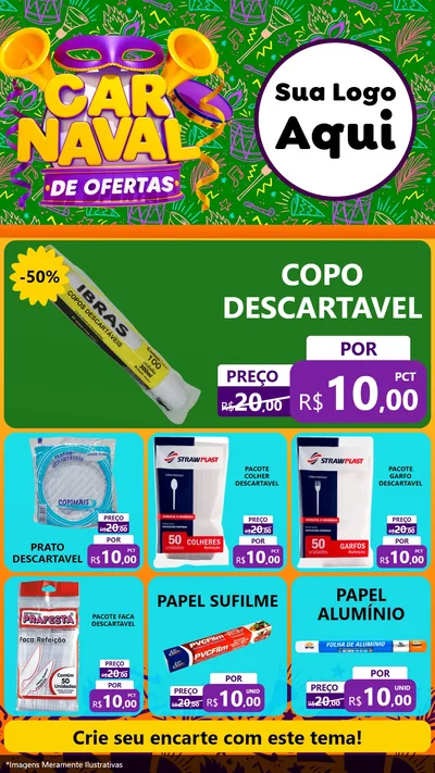 Modelo de Rede Social para Stories com o tema Carnaval de Ofertas para Embalagens