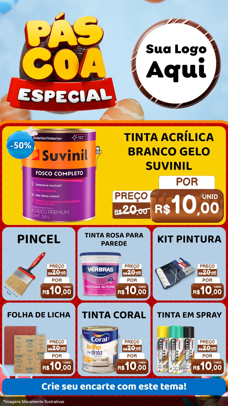 Modelo de Rede Social para Stories com o tema Páscoa Especial para Tintas e Ferramentas