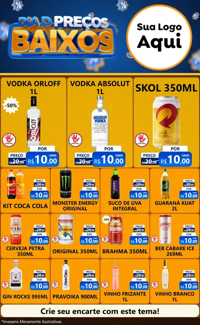Modelo de Encarte para Encarte Grande com o tema Dia D Preço Baixo para Distribuidora de bebidas