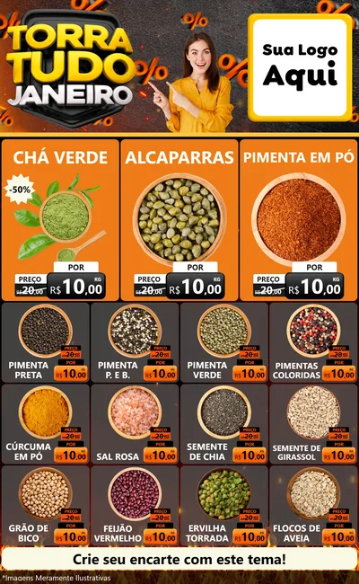 Modelo de Encarte para Encarte Grande com o tema Torra Tudo Janeiro para Produtos Naturais
