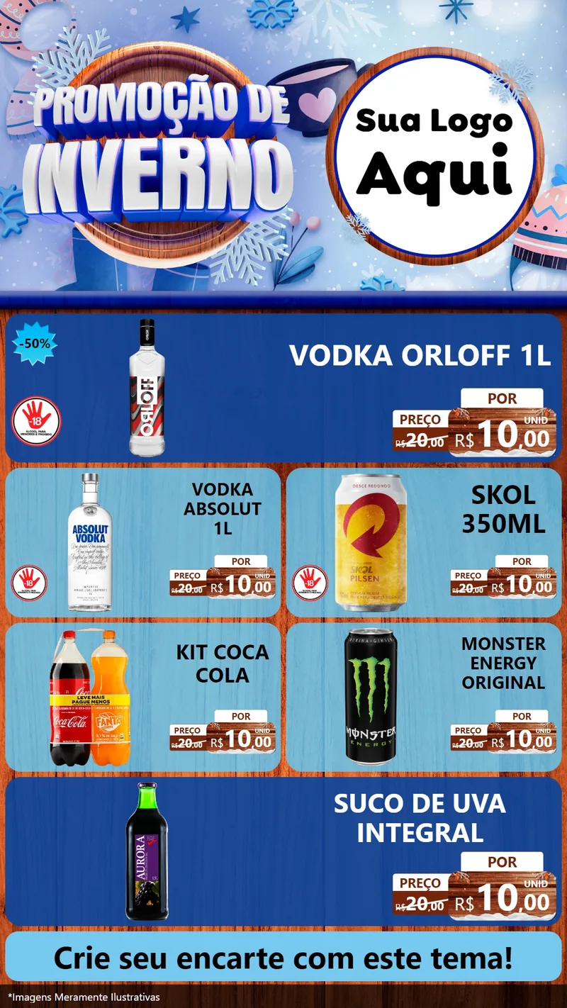 Modelo de TV para TV Vertical com o tema Promoção de Inverno para Distribuidora de bebidas