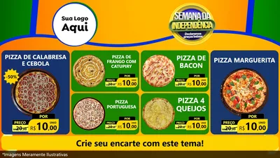 Modelo de TV para TV Horizontal com o tema Semana da Independência Declaramos Preços Baixos para Pizzaria
