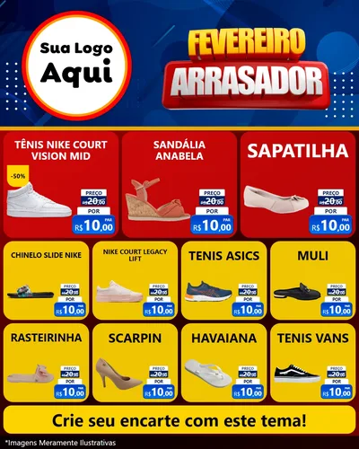 Modelo de Rede Social para Feed Instagram com o tema Fevereiro Arrasador para Calçados