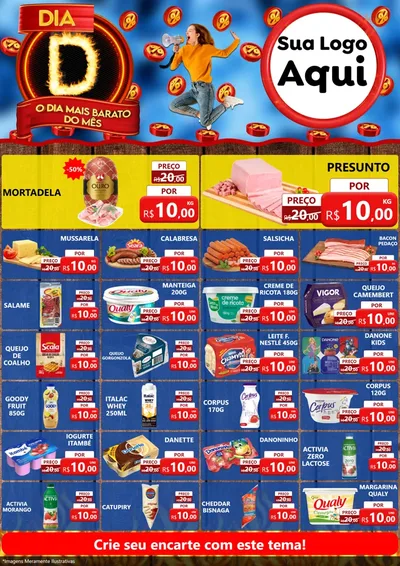 Modelo de Encarte para Encarte A4 Vertical com o tema Dia D - O Dia Mais Barato Do Mês para Frios e Laticínios