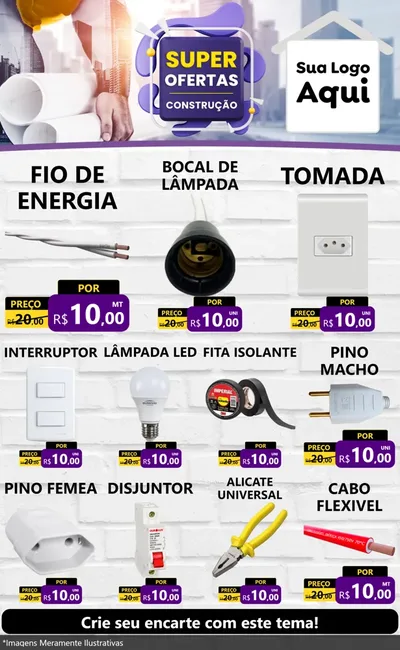 Modelo de Encarte para Encarte Grande com o tema Super Ofertas - Construção para Materiais Elétricos