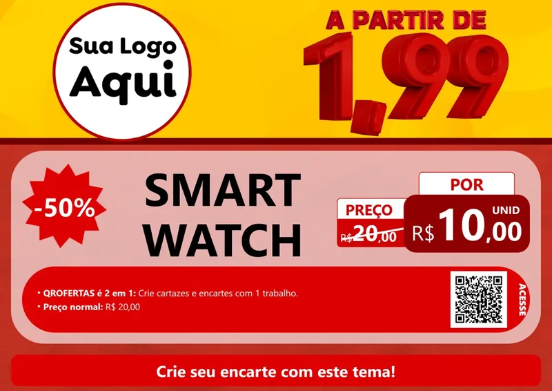 Modelo de Cartaz para Cartaz A4 Horizontal com o tema A Partir de Um e Noventa e Nove - 1,99 para Informática