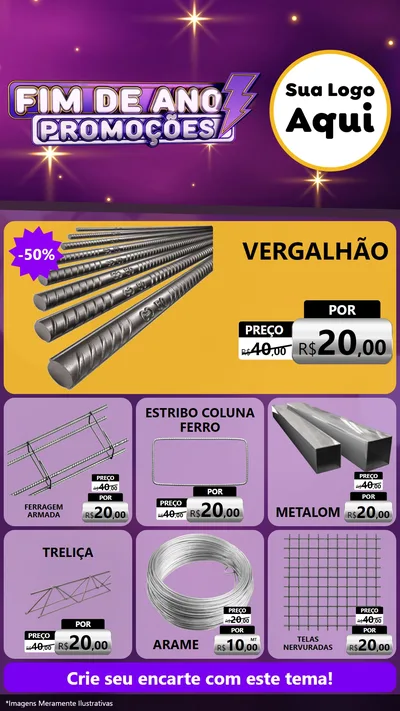 Modelo de Rede Social para Stories com o tema Fim de Ano Promoções para Ferragens